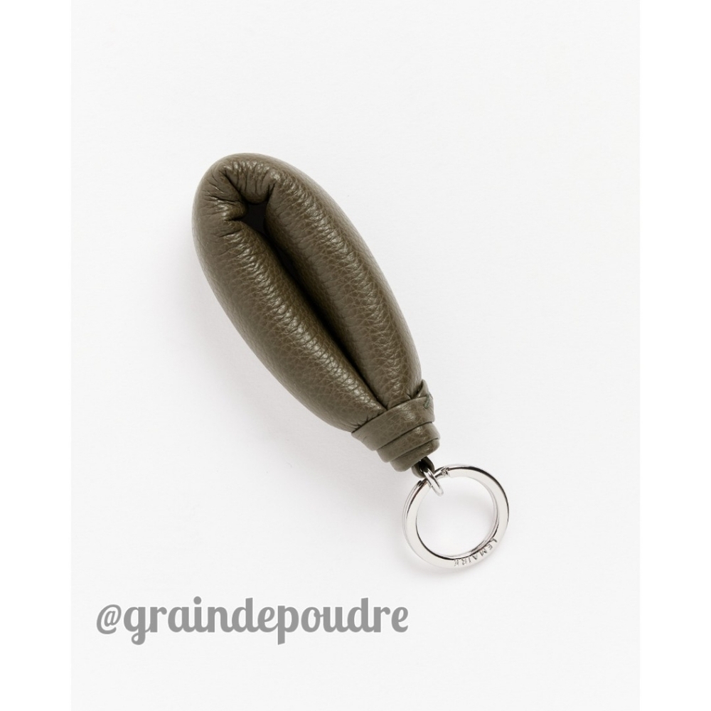 Rare! New Lemaire Dark Moss Green Wadded Leather Croissant Keychain